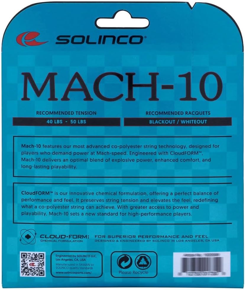 Solinco Mach-10 17 Gauge 1.20mm Tennis String Set 40'