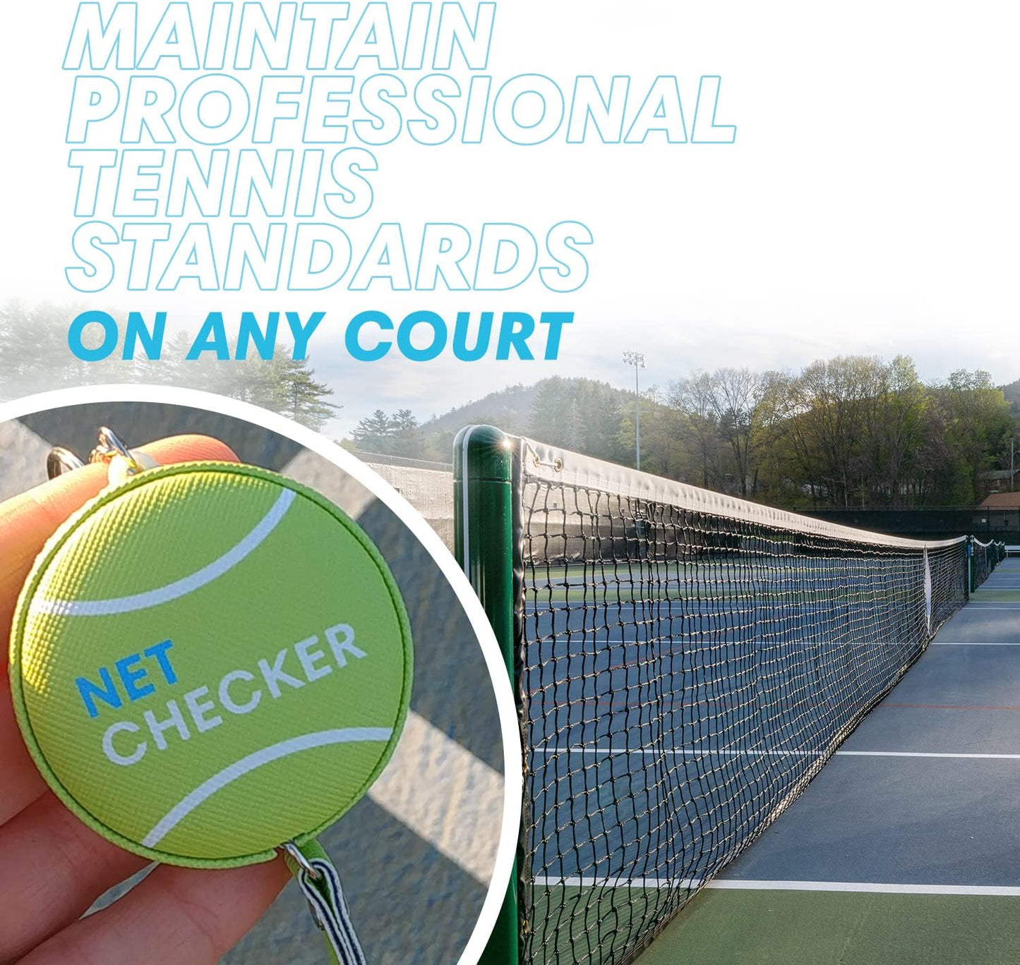 Scoring Right Net Checker Tennis Net Height Measuring Tape and Keyring - Tennis Mindset