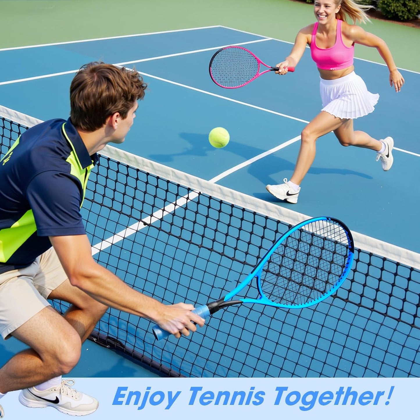 AboveGenius Neon Tennis Rackets 2 Pack for Adults- 27" Lightweight Aluminum Tennis Racquet Set with 3 Balls & Bag- Vibrant High-Visibility Matte Finish for Men Women Beginners - Tennis Mindset