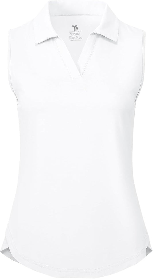 BGOWATU Women's Sleeveless Golf Polo Shirts Collared V Neck Tennis Tank Tops UPF 50+ Quick Dry Lightweight - Tennis Mindset