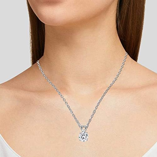 The Diamond Channel Certified LAB GROWN 0.25-4.00ct Diamond Necklace for Women, 14 Karat Solid Gold 4-Prong Necklace, Gold Diamond Necklace For Women(16 + 2 Inch Extender) - Tennis Mindset