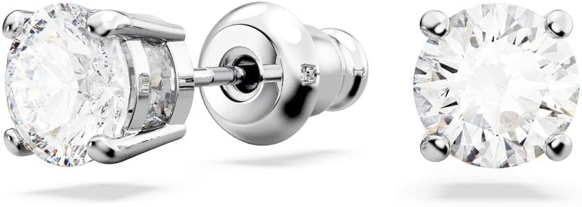 Swarovski Matrix Tennis Jewelry Set, All-Round Necklace and Pierced Stud Earrings with Clear Crystals on a Rhodium Finished Setting, Part of the Matrix Tennis Collection - Tennis Mindset