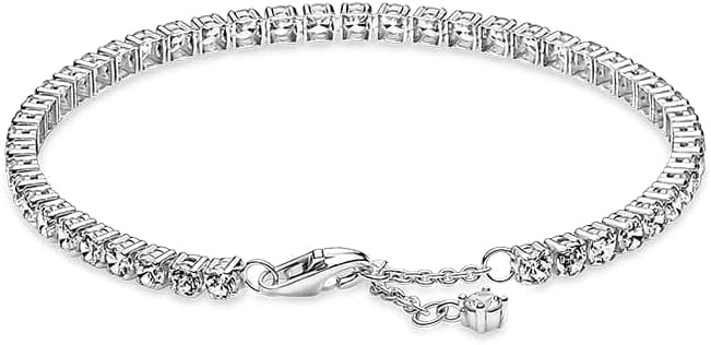 PANDORA Sparkling Tennis Bracelet - Sterling Silver & Cubic Zirconia Bracelet for Women Timeless Collection - Gift for Her - 18 cm, No Gift Box