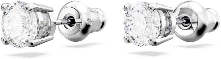 Swarovski Matrix Tennis Jewelry Set, All-Round Necklace and Pierced Stud Earrings with Clear Crystals on a Rhodium Finished Setting, Part of the Matrix Tennis Collection - Tennis Mindset