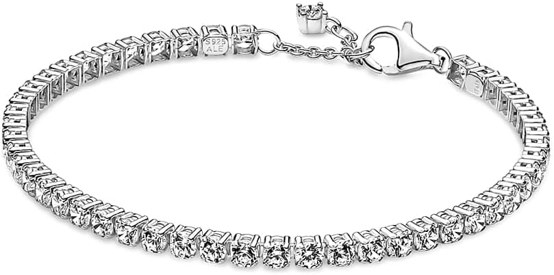 PANDORA Sparkling Tennis Bracelet - Sterling Silver & Cubic Zirconia Bracelet for Women Timeless Collection - Gift for Her - 18 cm, No Gift Box