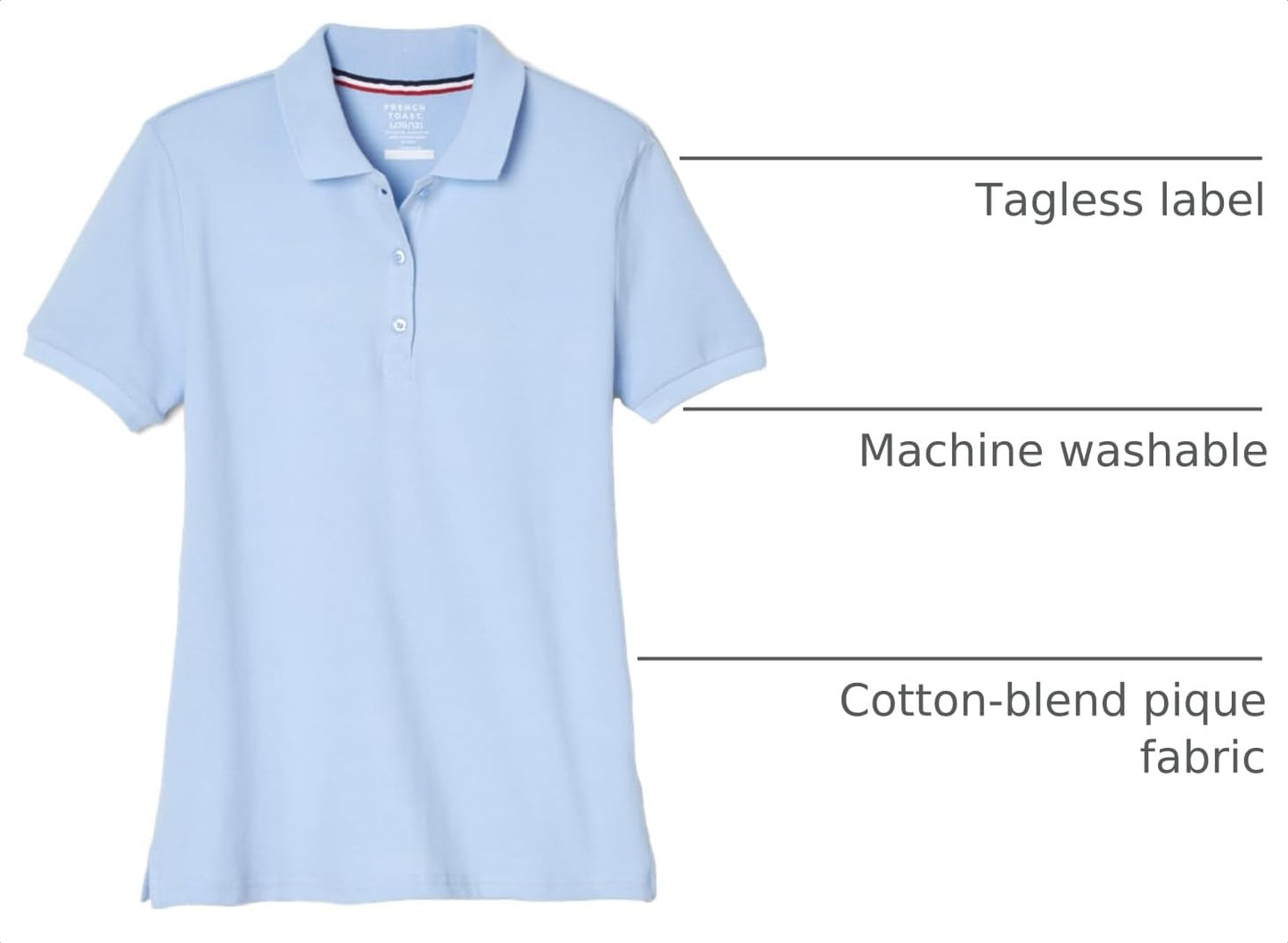 French Toast Women's Juniors' Short Sleeve Stretch Pique Polo Shirt