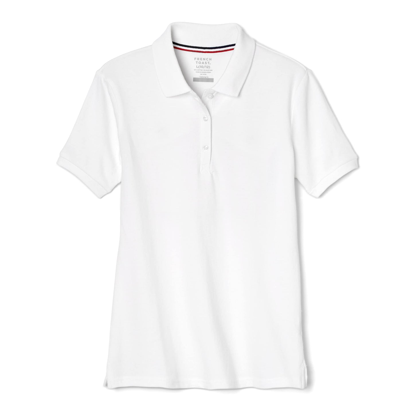 French Toast Women's Juniors' Short Sleeve Stretch Pique Polo Shirt