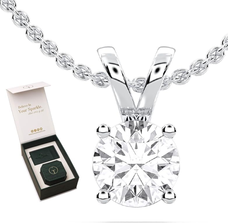 14K Yellow/White Gold Pendant Necklace With 0.50-1.00 TCW Lab Grown Diamond in Pear/Round Shape (E-F Color, VVS-VS), Adjustable Length from 15"-16.5", IGI Certified, Necklaces For Women, Gift For Her - Tennis Mindset