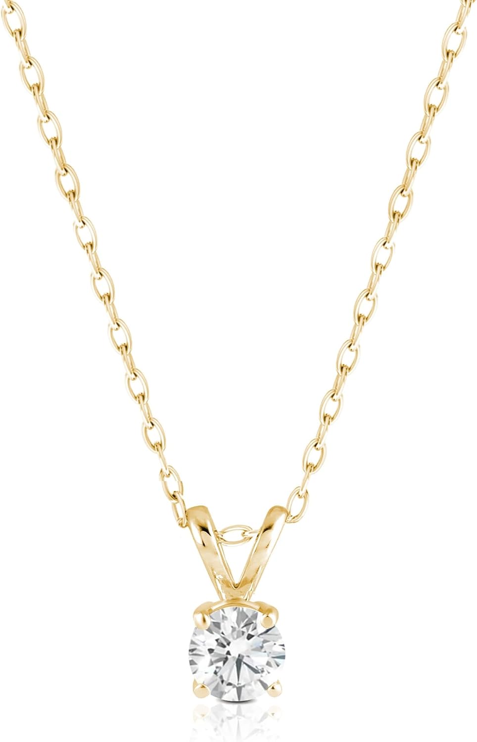 Amazon Essentials IGI Certified 0.25 Carat Solitaire Lab Grown Diamond Pendant Necklace in Solid White 14K Gold, Adjustable 16" Chain with 2" Extender, Jewelry for Women - Tennis Mindset