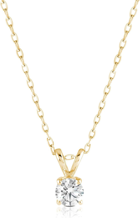 Amazon Essentials IGI Certified 0.25 Carat Solitaire Lab Grown Diamond Pendant Necklace in Solid White 14K Gold, Adjustable 16" Chain with 2" Extender, Jewelry for Women - Tennis Mindset