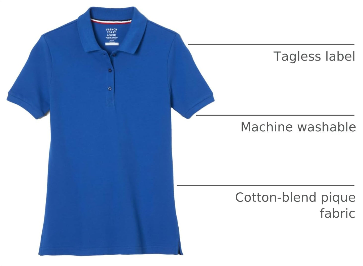 French Toast Women's Juniors' Short Sleeve Stretch Pique Polo Shirt