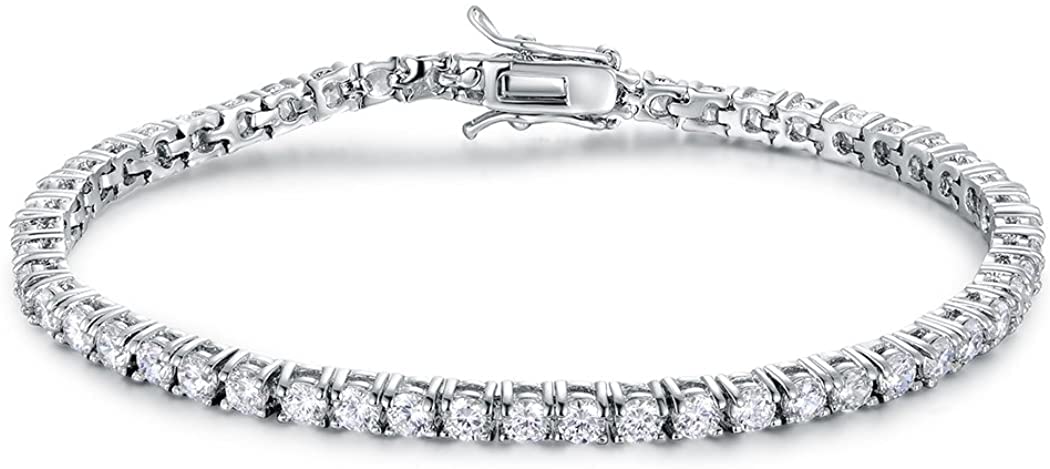 Gemsme 18K White/Yellow Gold Plated 3.0 Cubic Zirconia Classic Tennis Bracelet for Women and Men 6-9 Inches