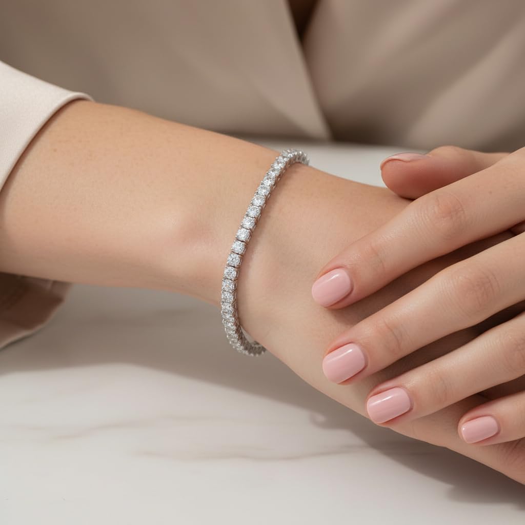 Gemsme 18K White/Yellow Gold Plated 3.0 Cubic Zirconia Classic Tennis Bracelet for Women and Men 6-9 Inches