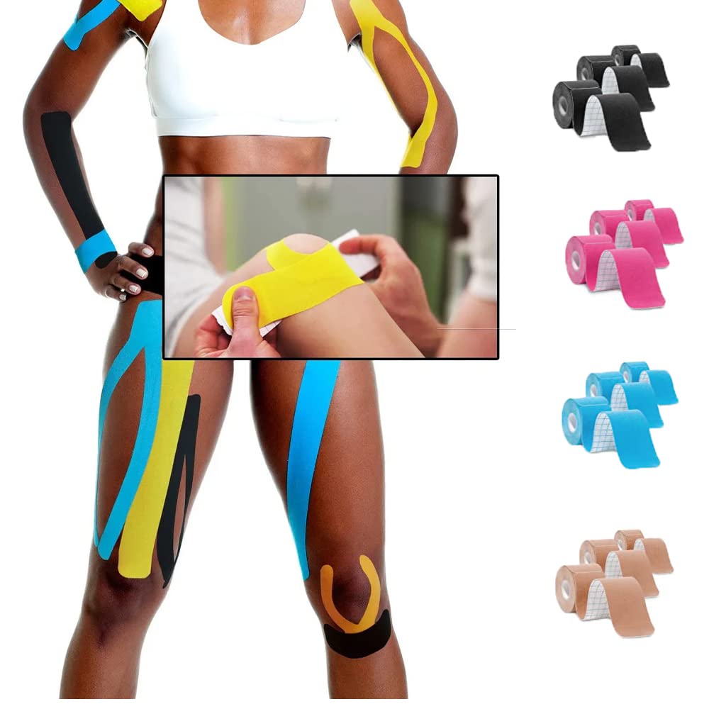 Kinesiology Tape Precut Strips Pro Athletic (3 Rolls,60 Strips) Original Cotton Waterproof Breathable Latex Free Tape for Muscle Pain Relief and Joint Support Elastic Sports Activities Tapes (Mix) - Tennis Mindset