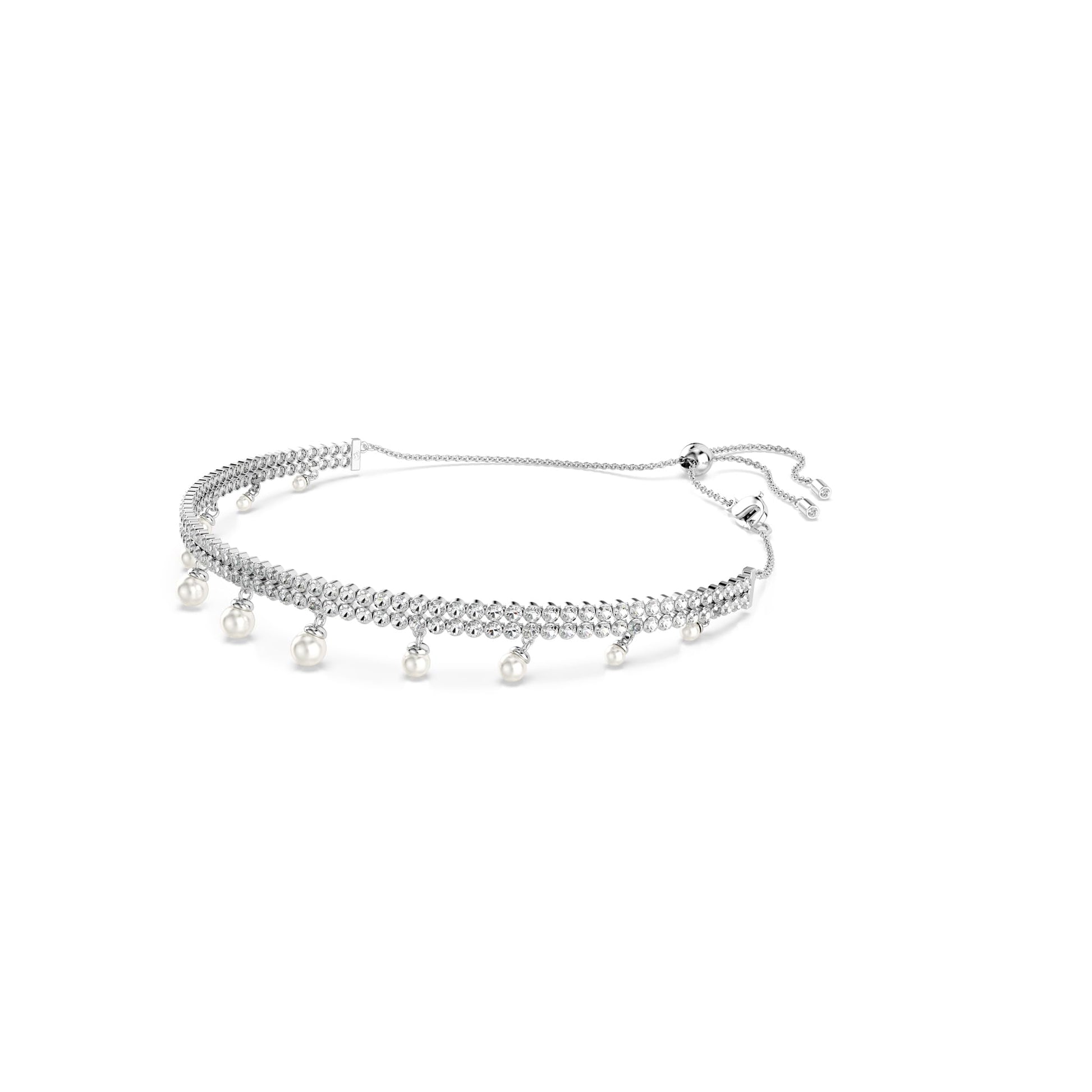 Swarovski Ariana Grande Collection, Clear Crystal & Pearls, Rhodium Finish, Necklaces, Earrings and Bracelets - Tennis Mindset