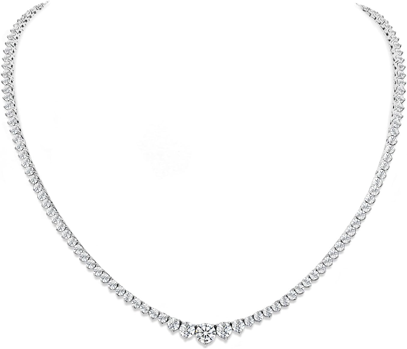 Moissanite Tennis Necklace for Women,Gradual Round Cut,925 Sterling Silver - Tennis Mindset