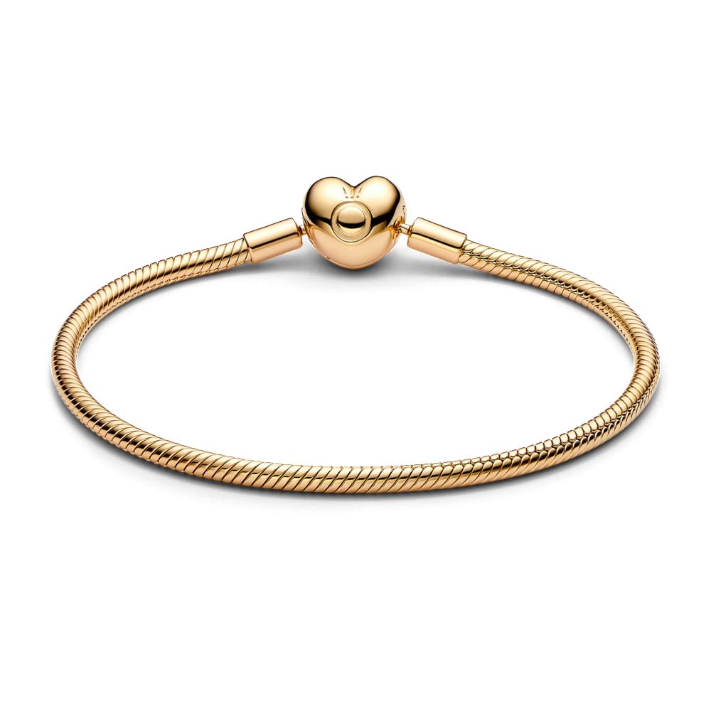 PANDORA Heart Clasp Snake Chain Bracelet - Heart Clasp - Romantic Jewelry for Her with Gift Box - Compatible Moments Charms