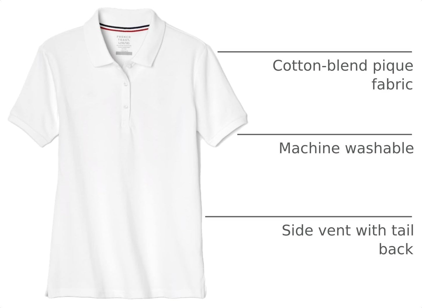 French Toast Women's Juniors' Short Sleeve Stretch Pique Polo Shirt