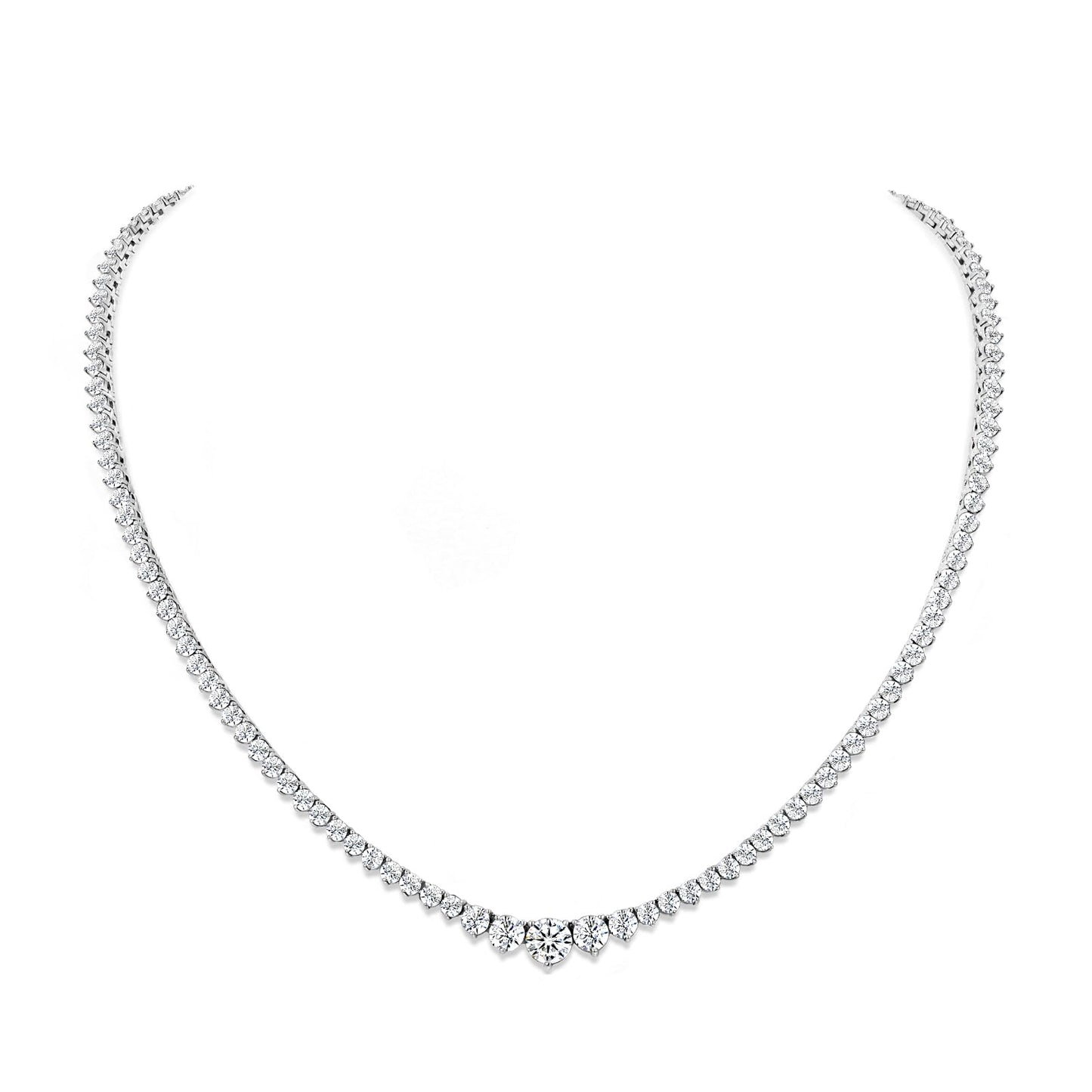 Moissanite Tennis Necklace for Women,Gradual Round Cut,925 Sterling Silver - Tennis Mindset