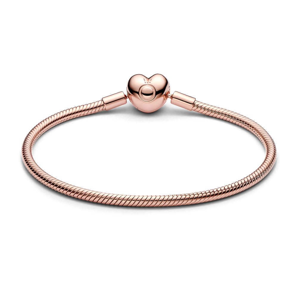 PANDORA Heart Clasp Snake Chain Bracelet - Heart Clasp - Romantic Jewelry for Her with Gift Box - Compatible Moments Charms