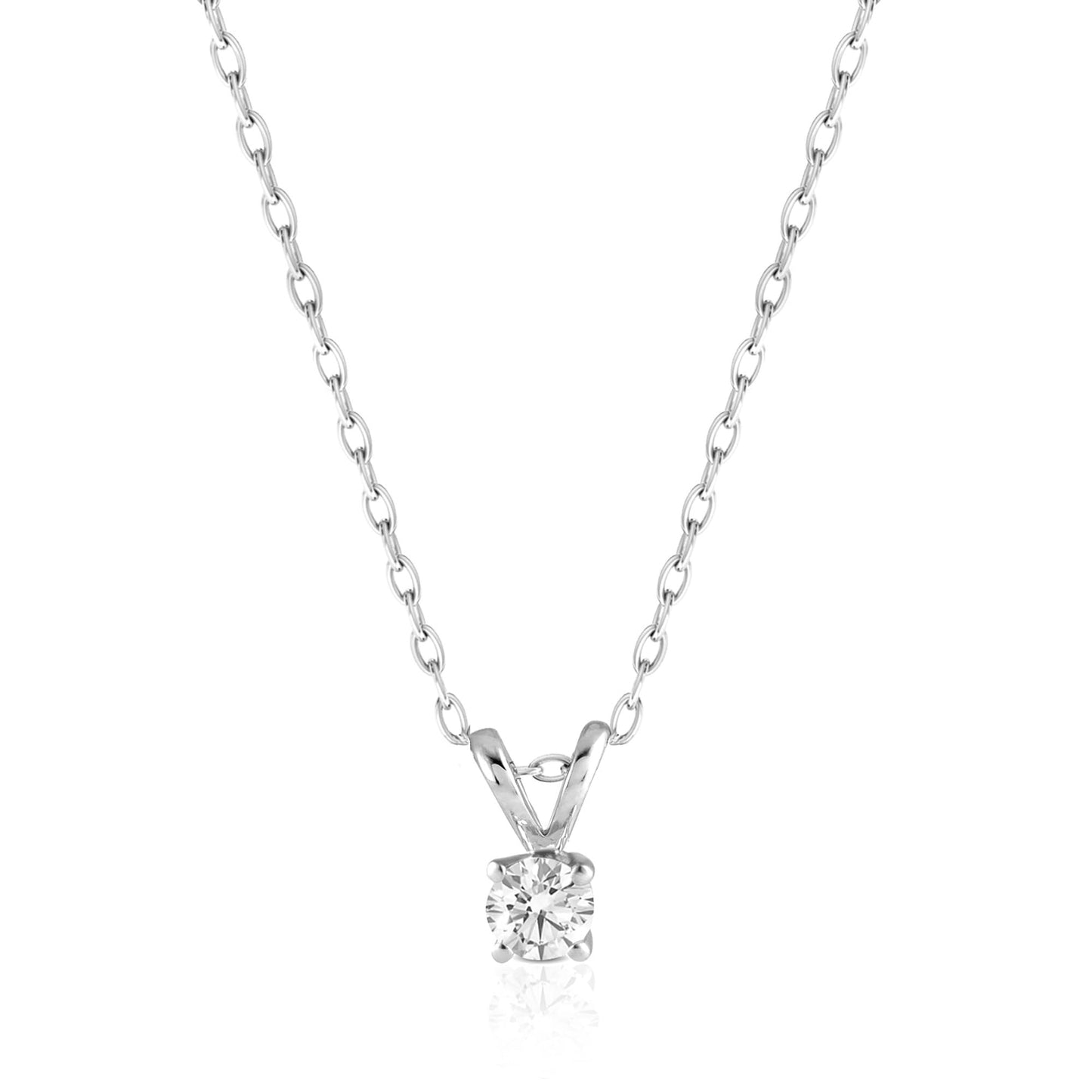 Amazon Essentials IGI Certified 0.25 Carat Solitaire Lab Grown Diamond Pendant Necklace in Solid White 14K Gold, Adjustable 16" Chain with 2" Extender, Jewelry for Women - Tennis Mindset