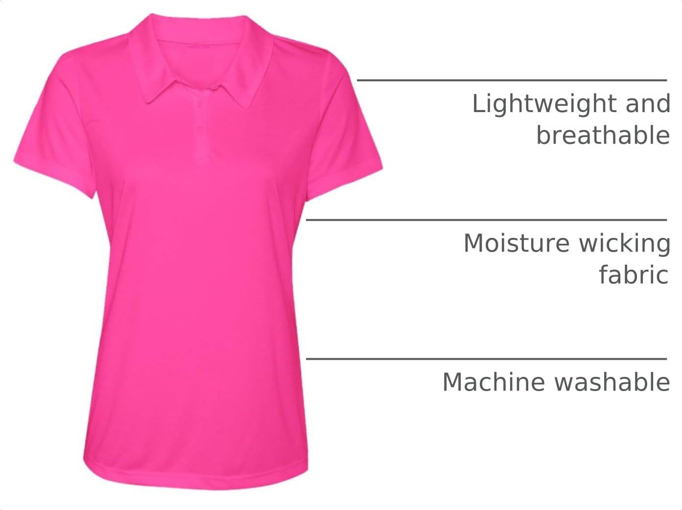 Opna Women's Dry-Fit Golf Polo Shirts 3-Button Golf Polo's in 20 Colors XS-3XL Shirt