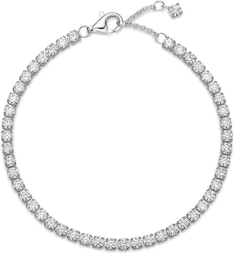 PANDORA Sparkling Tennis Bracelet - Sterling Silver & Cubic Zirconia Bracelet for Women Timeless Collection - Gift for Her - 18 cm, No Gift Box