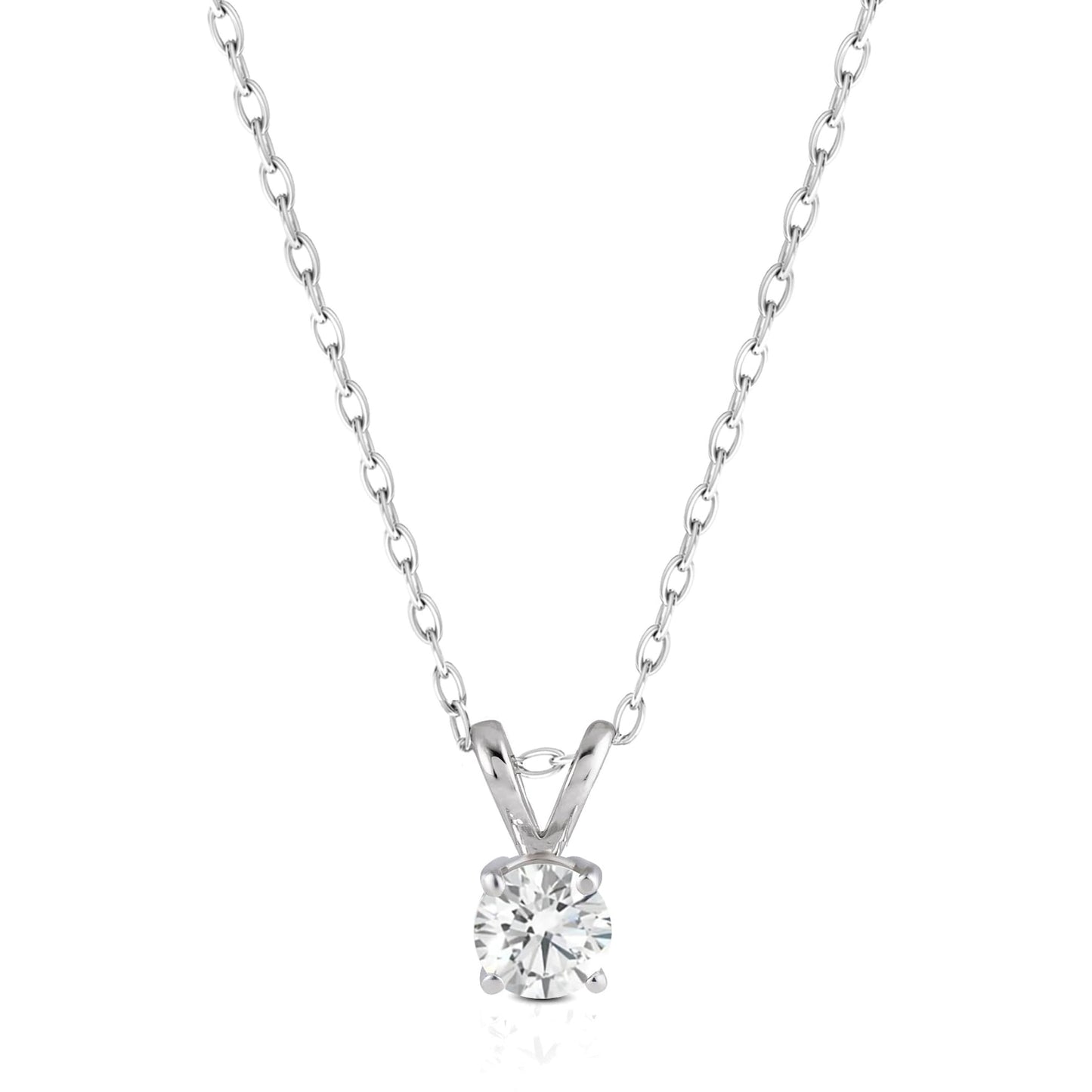Amazon Essentials IGI Certified 0.25 Carat Solitaire Lab Grown Diamond Pendant Necklace in Solid White 14K Gold, Adjustable 16" Chain with 2" Extender, Jewelry for Women - Tennis Mindset
