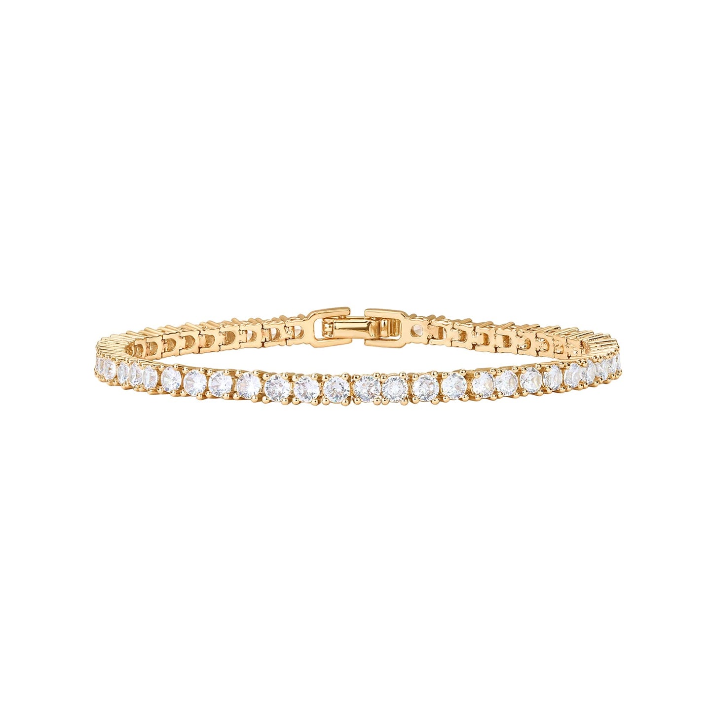 PAVOI 14K Gold Plated 3mm Cubic Zirconia Classic Tennis Bracelet | Gold Bracelets for Women