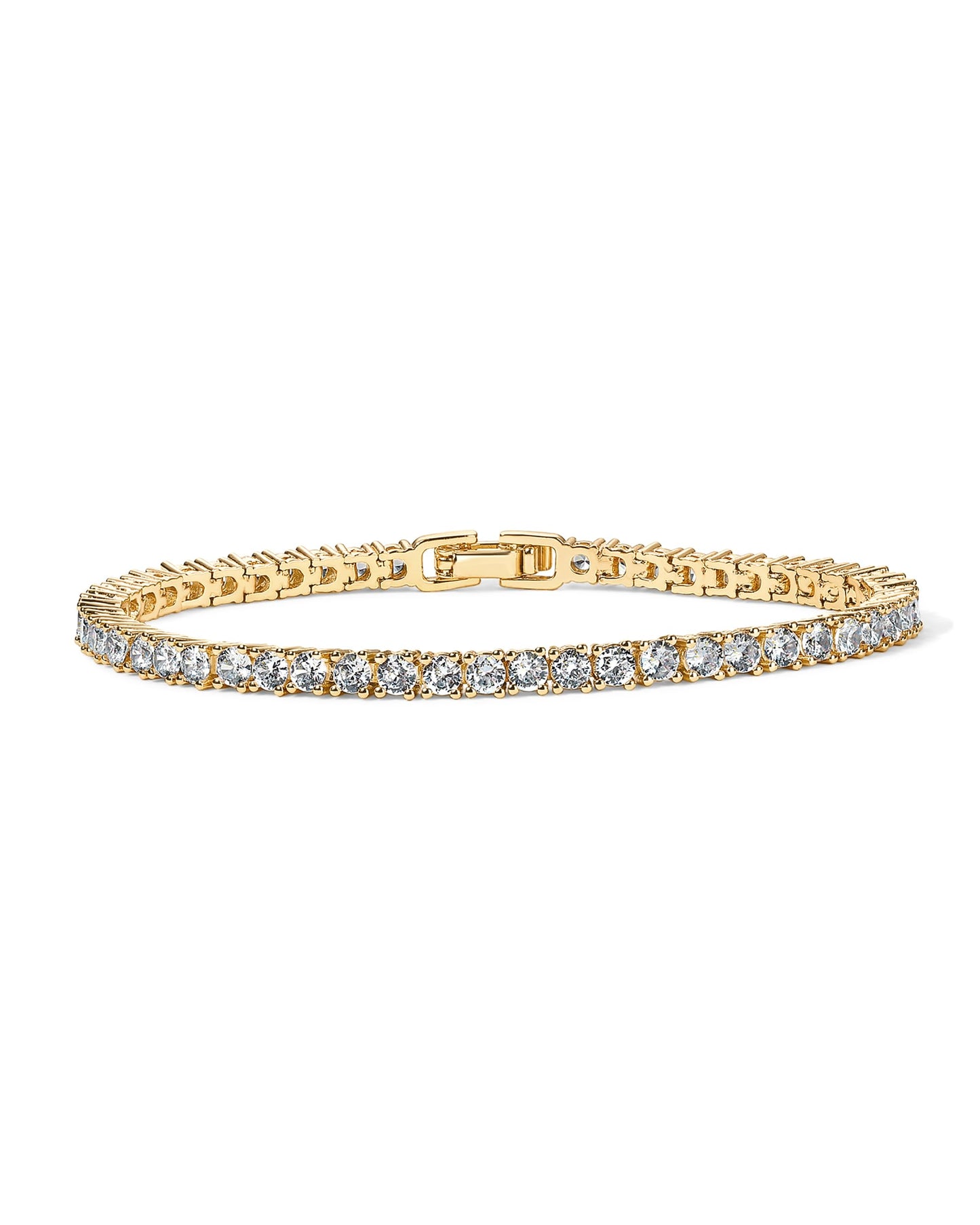 PAVOI 14K Gold Plated 3mm Cubic Zirconia Classic Tennis Bracelet | Gold Bracelets for Women