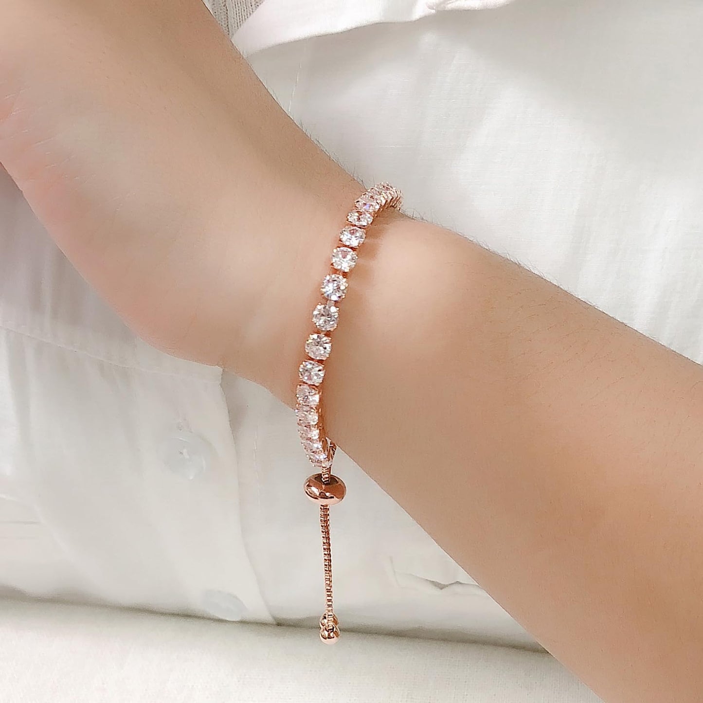 Tennis Bracelets, Tennis Bracelets for Women (Silver/Rose Glod/Green)