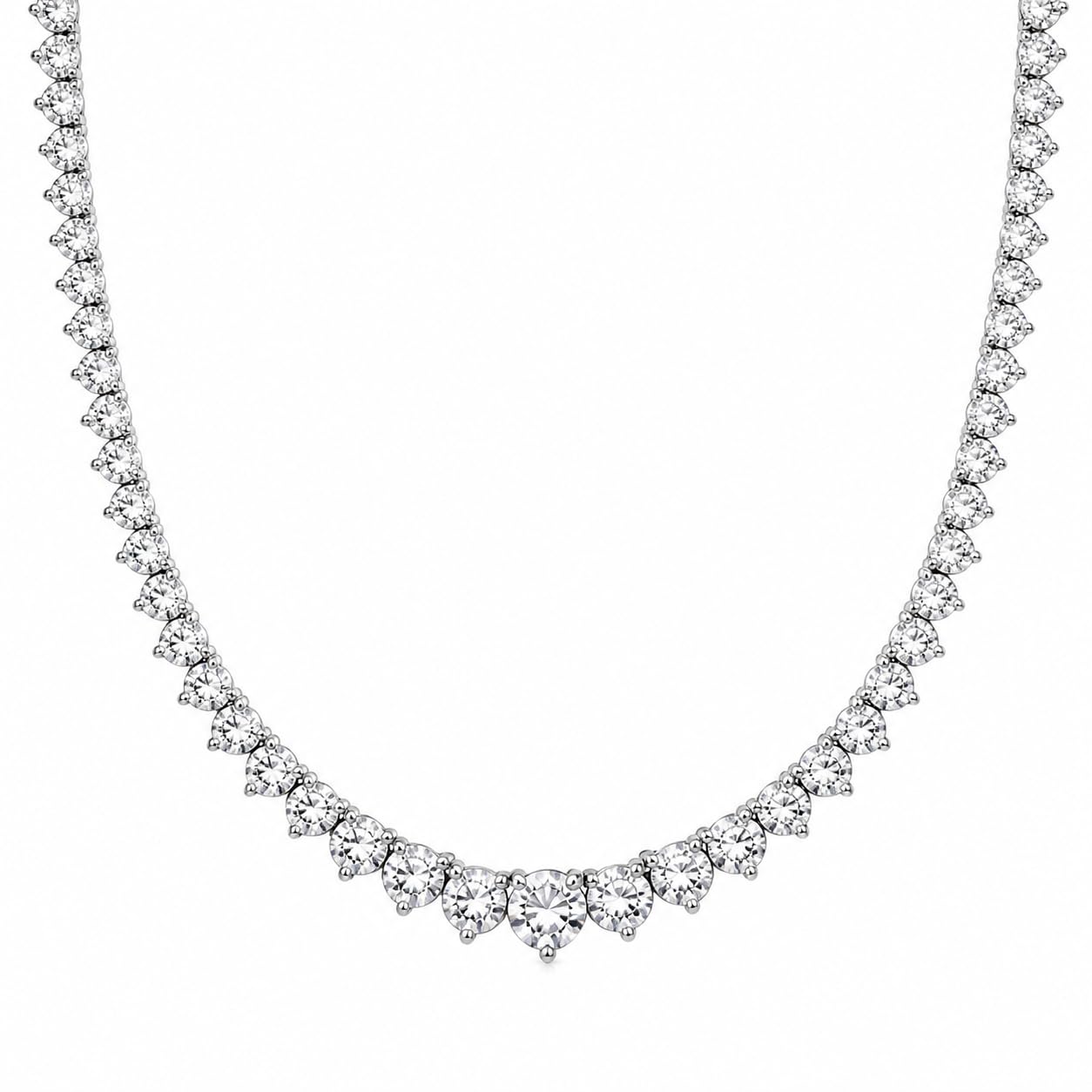 Belacqua 16-20 Inches Lab Grown Diamond Graduated Riviera Tennis Necklace - Tennis Mindset
