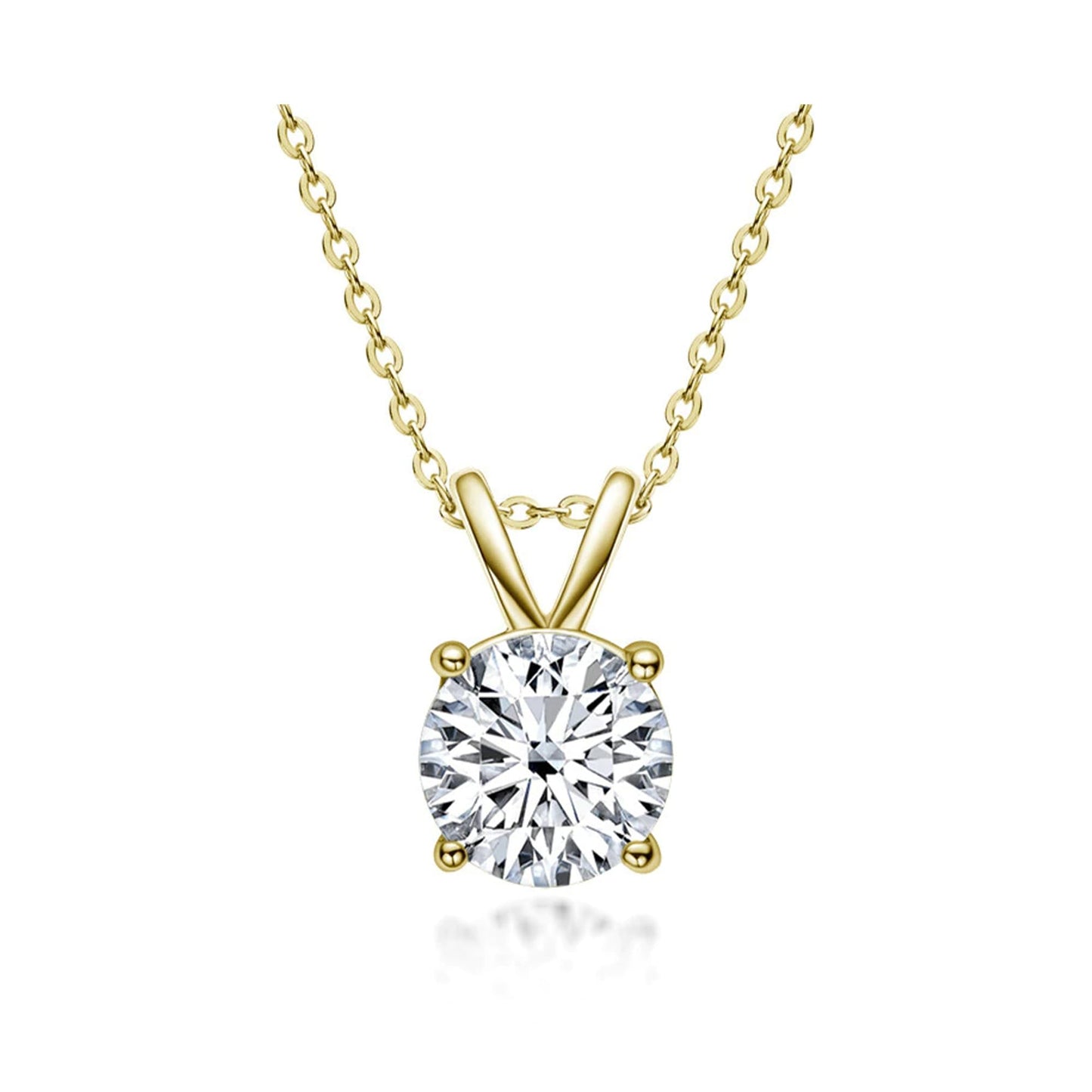 The Diamond Channel Certified LAB GROWN 0.25-4.00ct Diamond Necklace for Women, 14 Karat Solid Gold 4-Prong Necklace, Gold Diamond Necklace For Women(16 + 2 Inch Extender) - Tennis Mindset