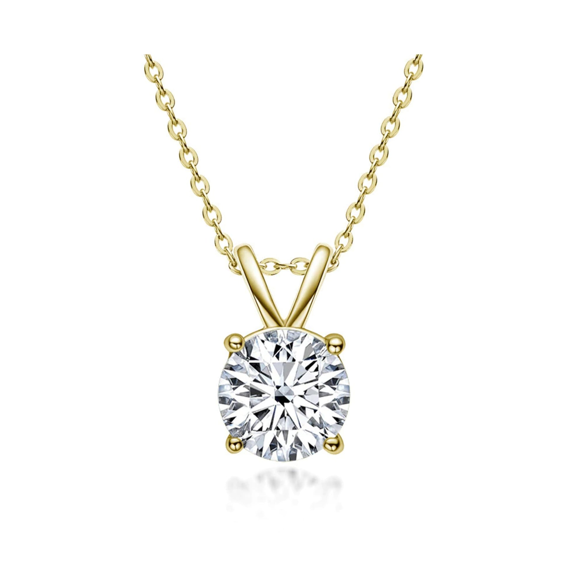 The Diamond Channel Certified LAB GROWN 0.25-4.00ct Diamond Necklace for Women, 14 Karat Solid Gold 4-Prong Necklace, Gold Diamond Necklace For Women(16 + 2 Inch Extender) - Tennis Mindset
