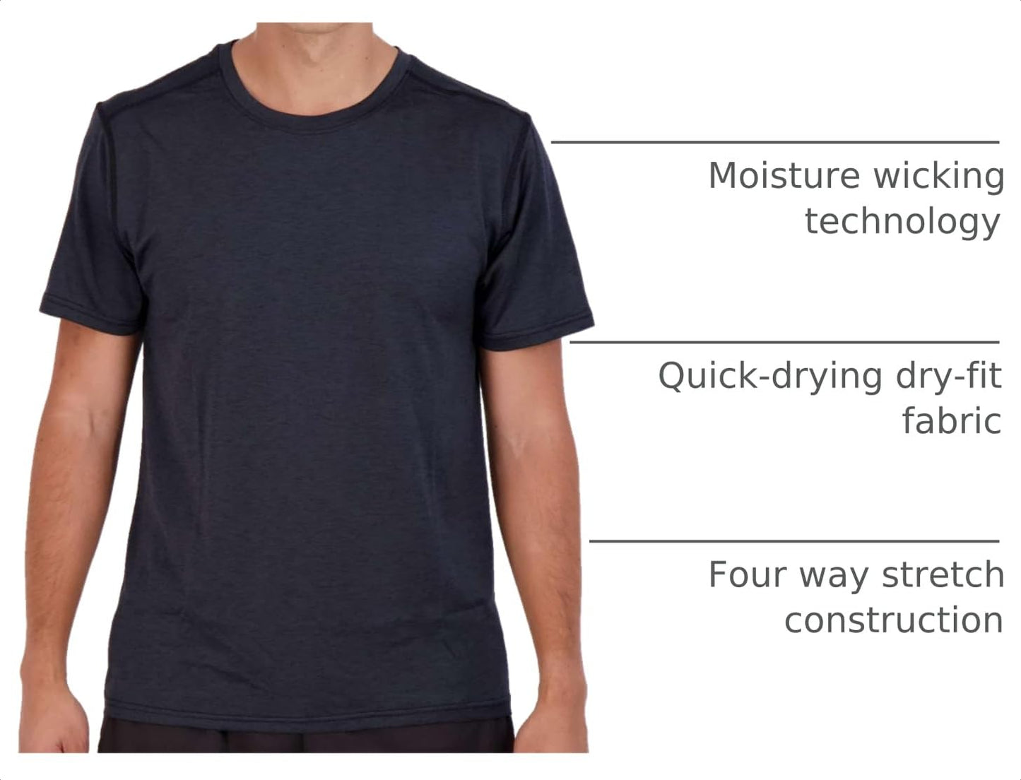 5 Pack Men's Dry Fit Workout T Shirts Crew Neck Athletic Gym Running Tees - Tennis Mindset
