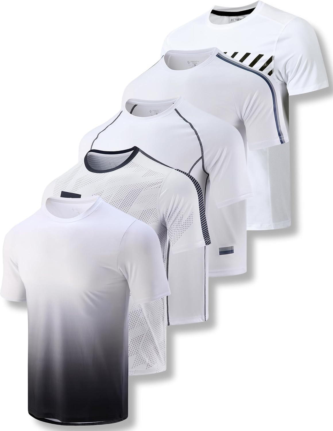 Liberty Imports 5 Pack Men's Active Quick Dry Crew Neck T Shirts - Tennis Mindset