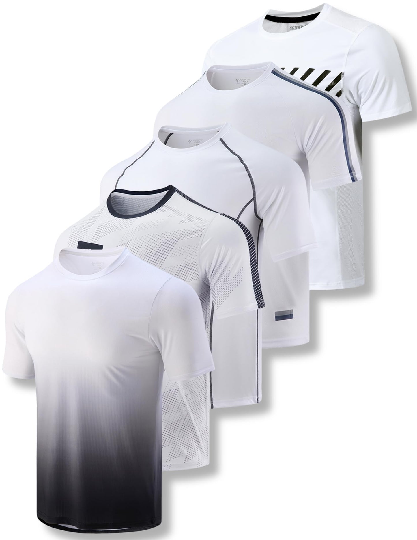 Liberty Imports 5 Pack Men's Active Quick Dry Crew Neck T Shirts - Tennis Mindset