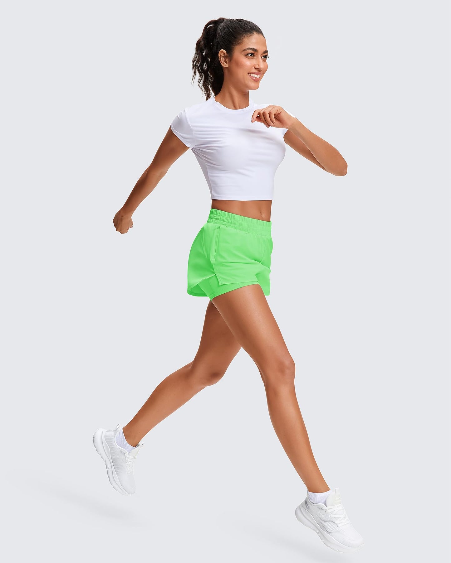 Stelle Women's 2 in 1 Running Shorts Gym Athletic Shorts with Zip Pockets - Tennis Mindset