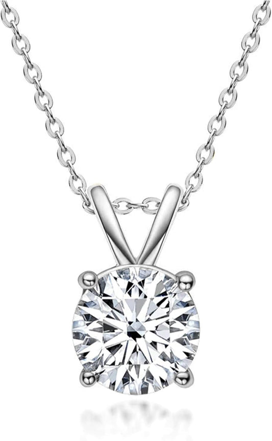 The Diamond Channel Certified LAB GROWN 0.25-4.00ct Diamond Necklace for Women, 14 Karat Solid Gold 4-Prong Necklace, Gold Diamond Necklace For Women(16 + 2 Inch Extender) - Tennis Mindset