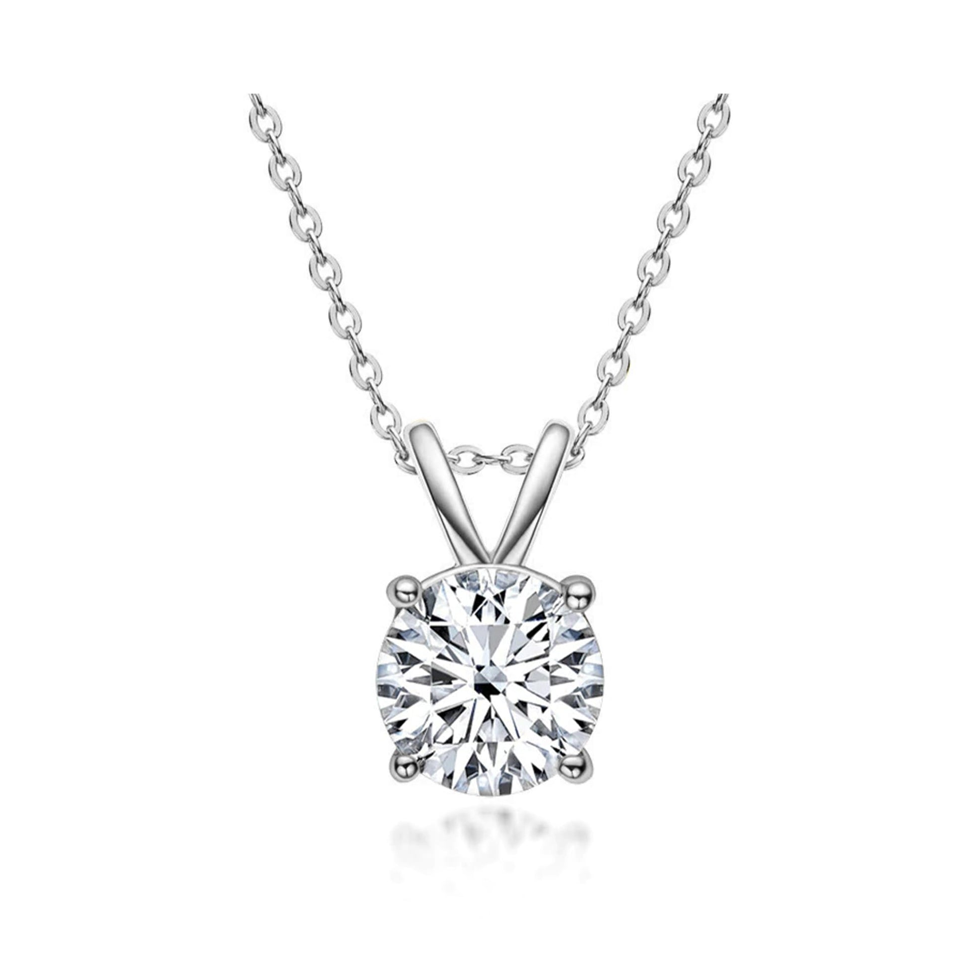 The Diamond Channel Certified LAB GROWN 0.25-4.00ct Diamond Necklace for Women, 14 Karat Solid Gold 4-Prong Necklace, Gold Diamond Necklace For Women(16 + 2 Inch Extender) - Tennis Mindset