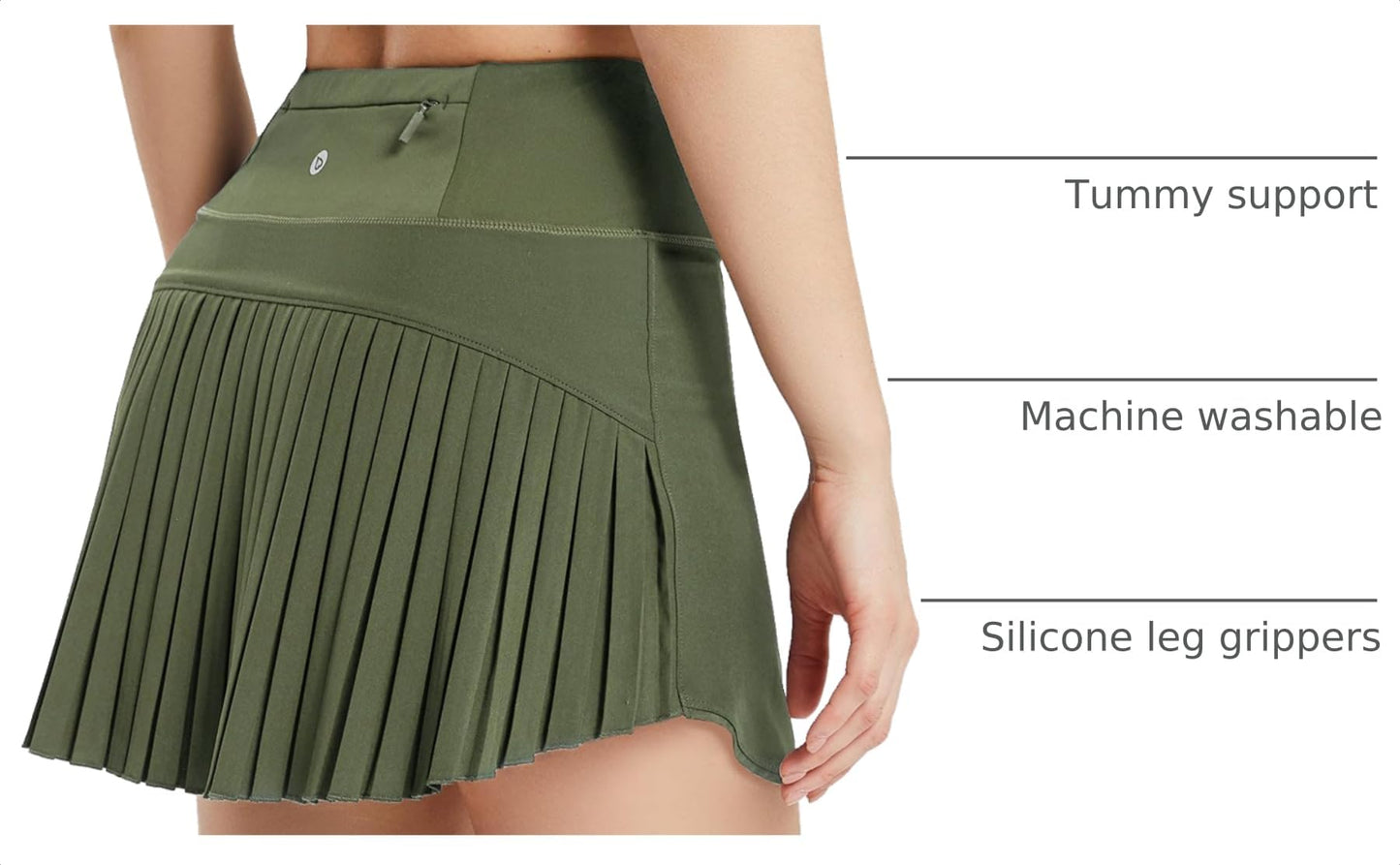 baleaf Tennis Skirt Pleated Golf Skorts with 3 Pockets - Tennis Mindset