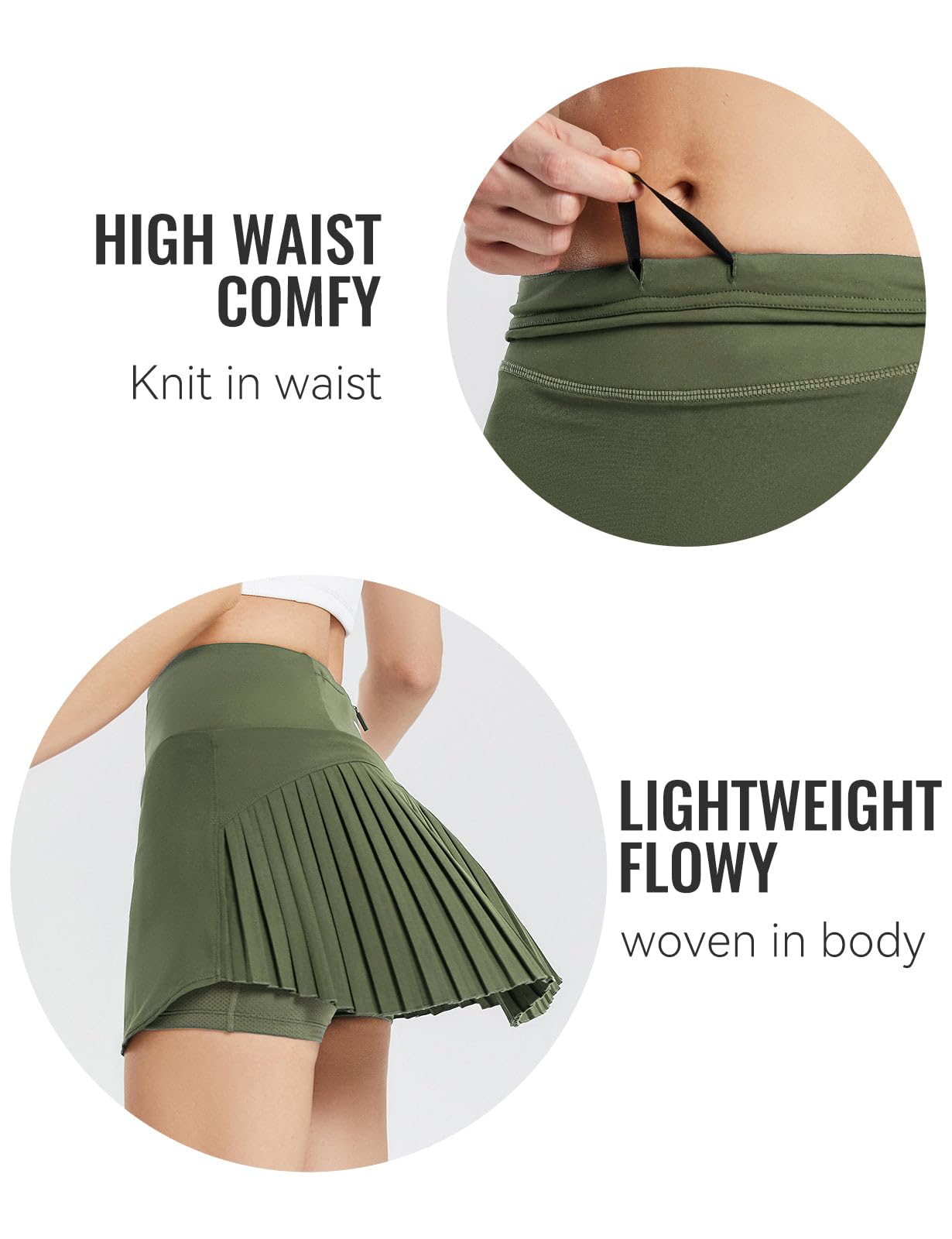 baleaf Tennis Skirt Pleated Golf Skorts with 3 Pockets - Tennis Mindset