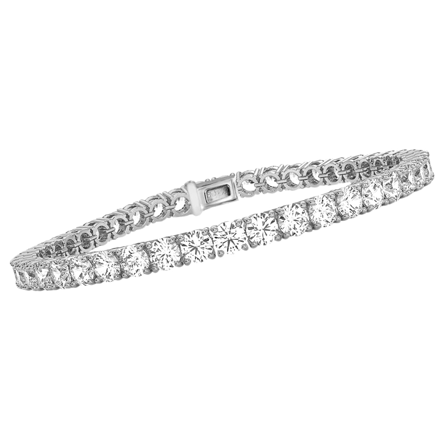 14K Gold and Silver Round Cut Lab-Grown Diamond Tennis Bracelet