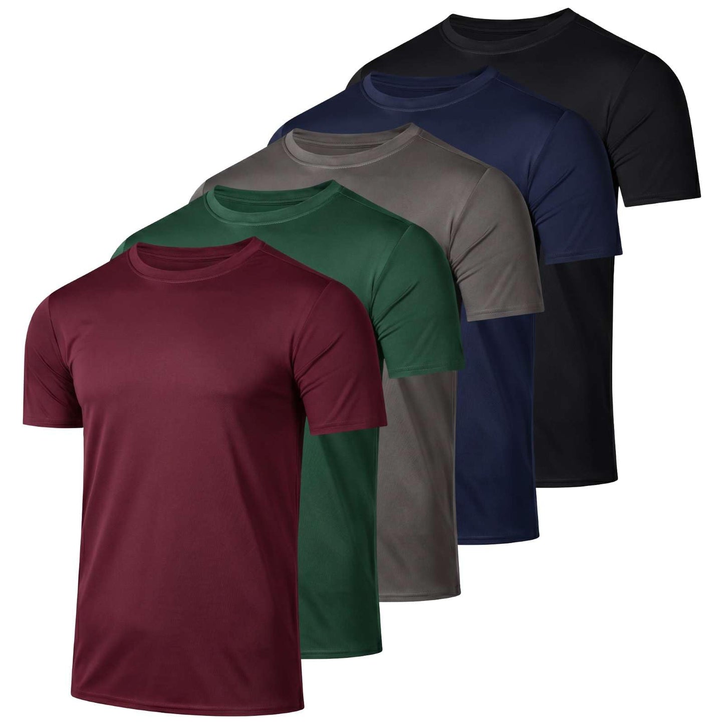 5 Pack Men's Dry Fit Workout T Shirts Crew Neck Athletic Gym Running Tees - Tennis Mindset