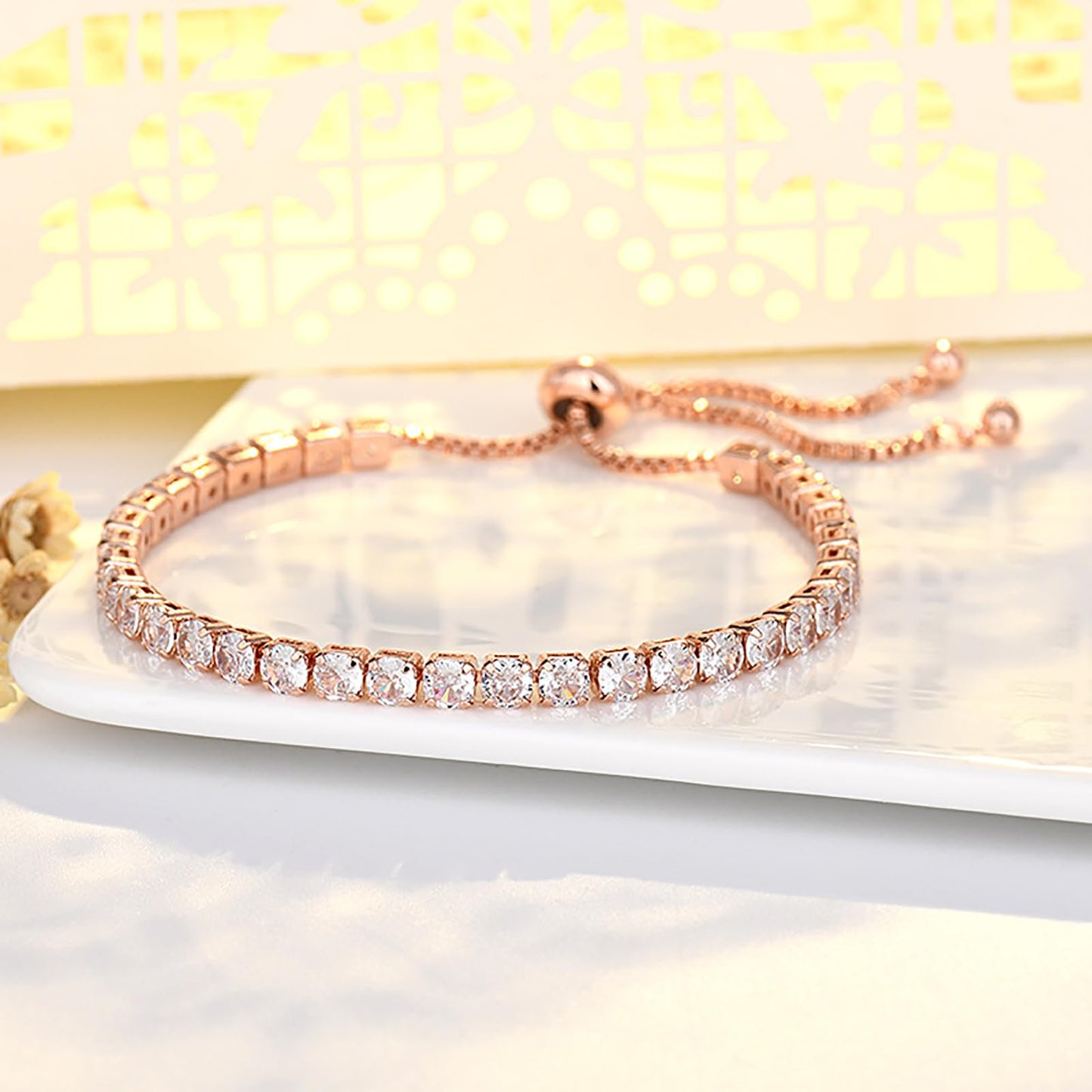 Tennis Bracelets, Tennis Bracelets for Women (Silver/Rose Glod/Green)