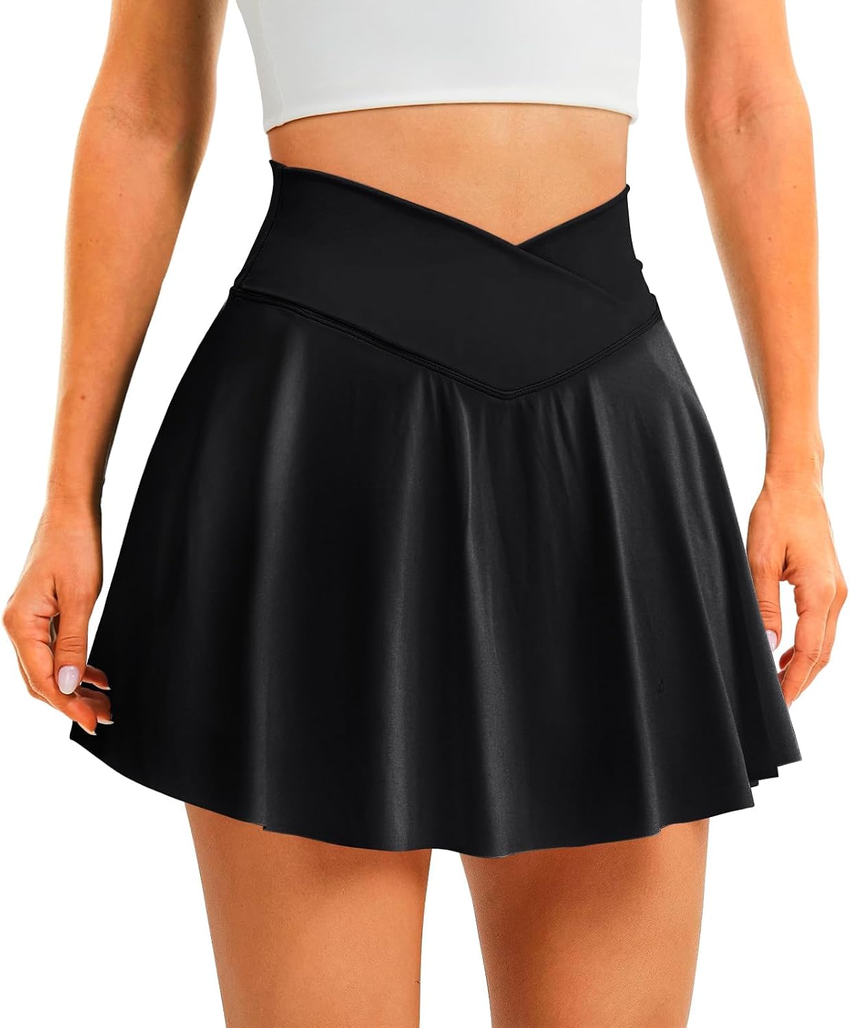 DLOODA Womens Tennis Skirt Crossover High Waisted Skort with Pockets Shorts - Tennis Mindset