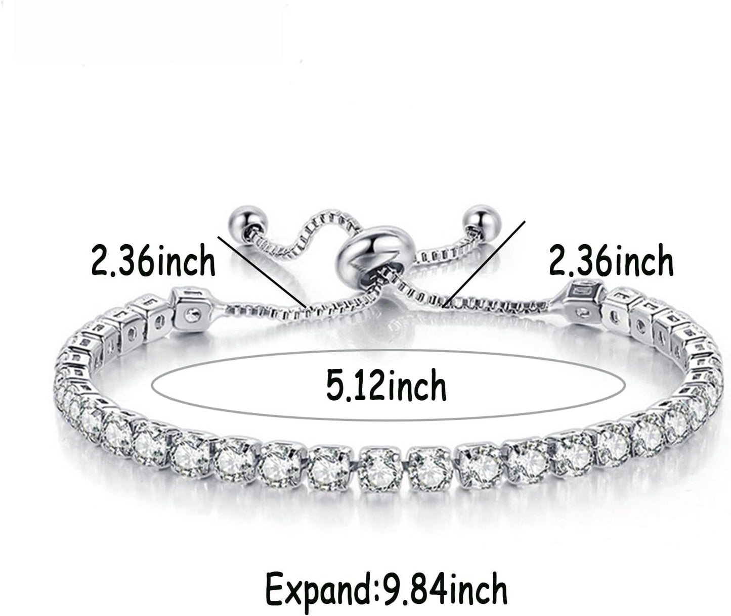 Tennis Bracelets, Tennis Bracelets for Women (Silver/Rose Glod/Green)