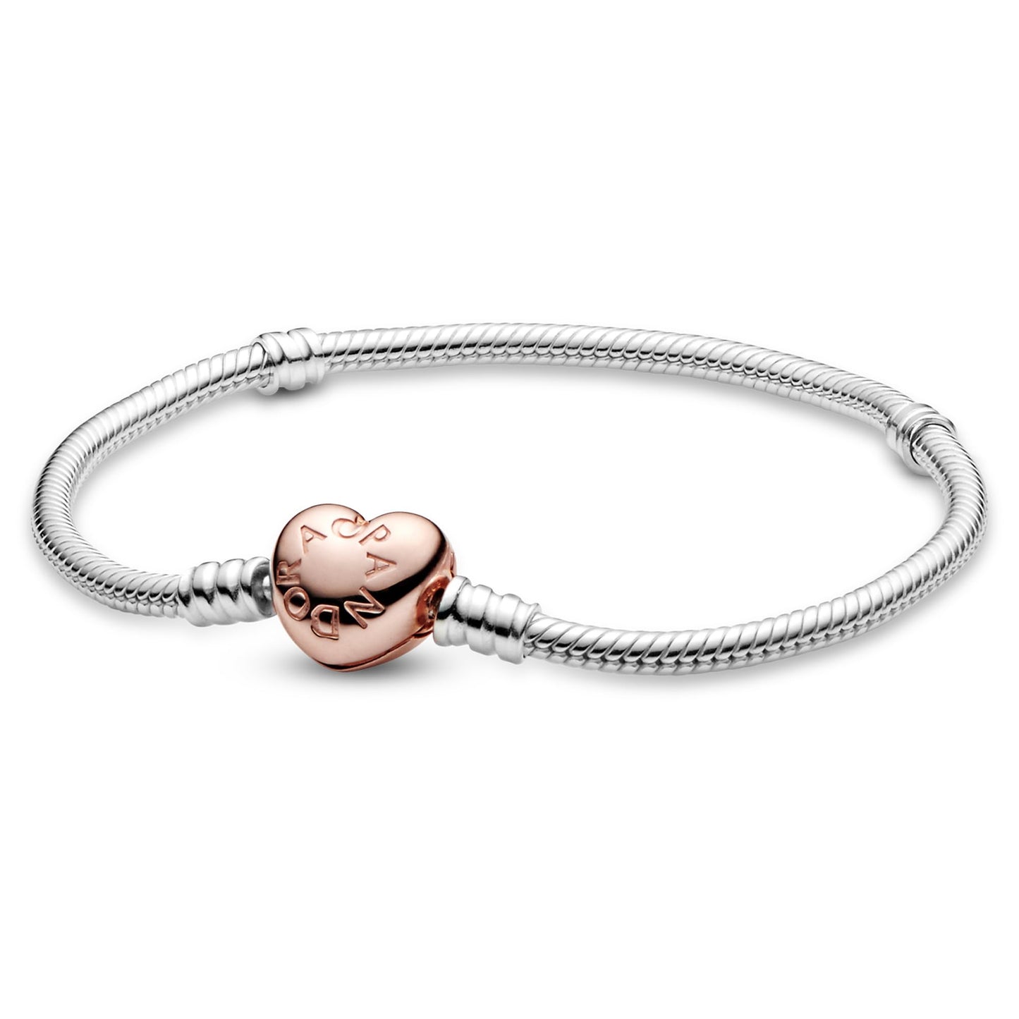 PANDORA Heart Clasp Snake Chain Bracelet - Heart Clasp - Romantic Jewelry for Her with Gift Box - Compatible Moments Charms