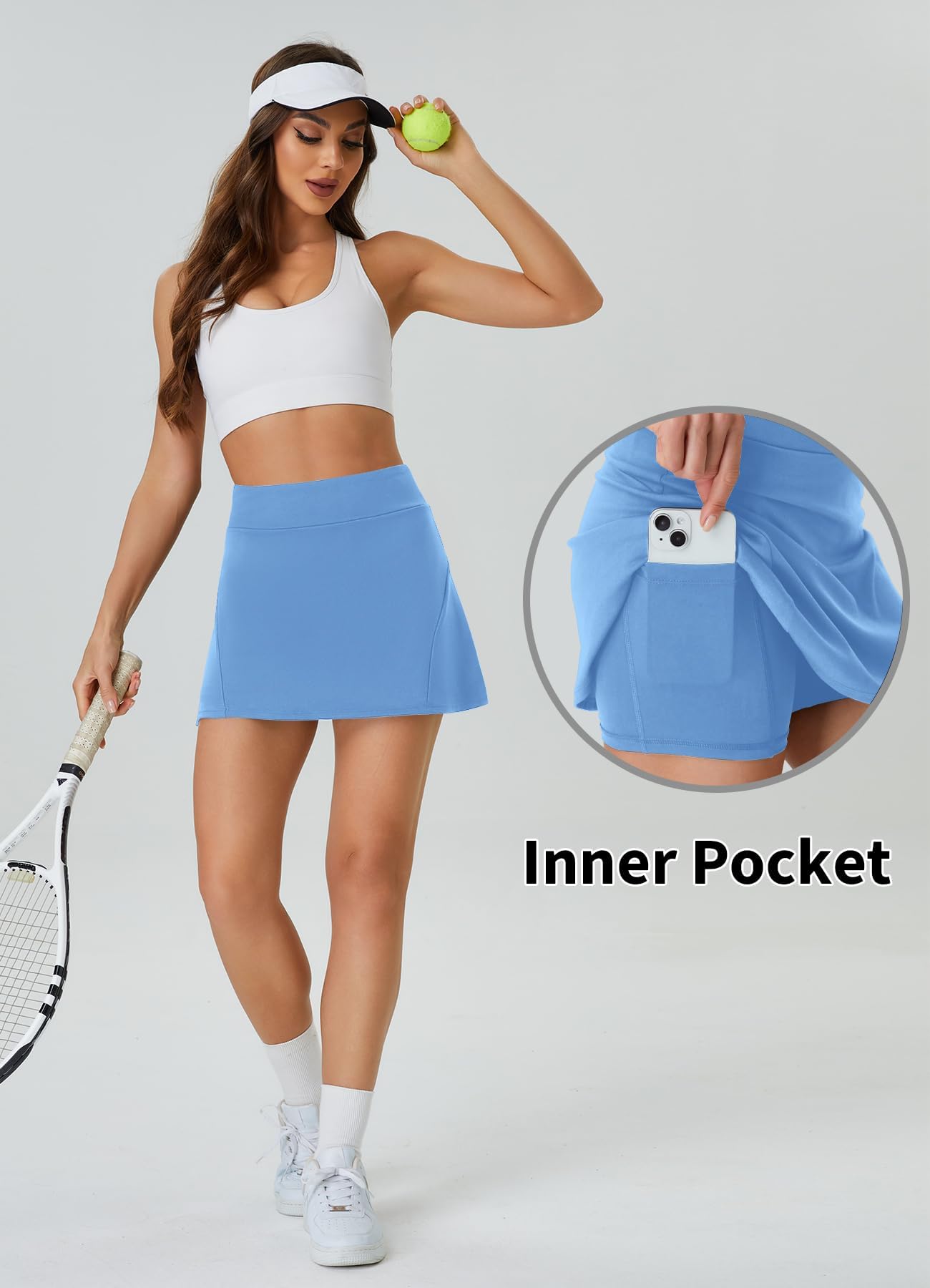 DLOODA Womens Tennis Skirt Crossover High Waisted Skort with Pockets Shorts - Tennis Mindset