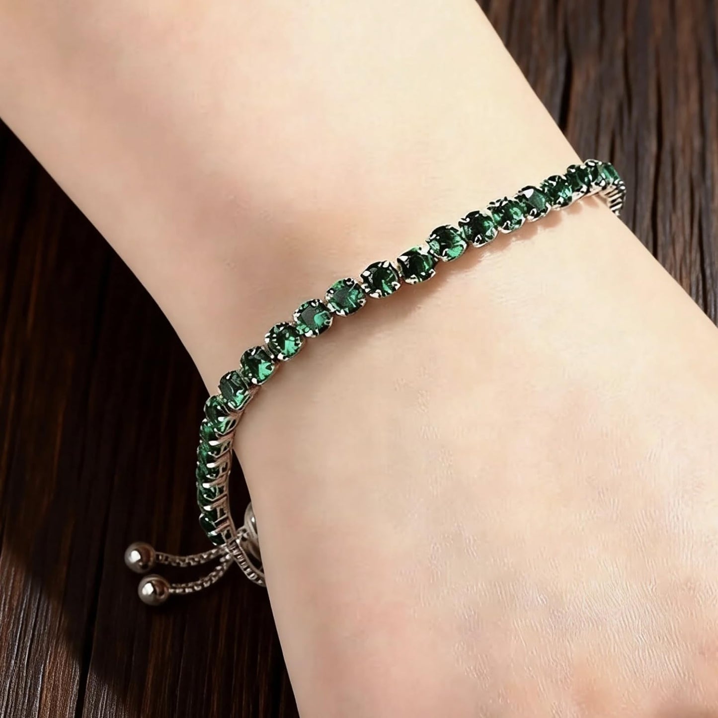 Tennis Bracelets, Tennis Bracelets for Women (Silver/Rose Glod/Green)